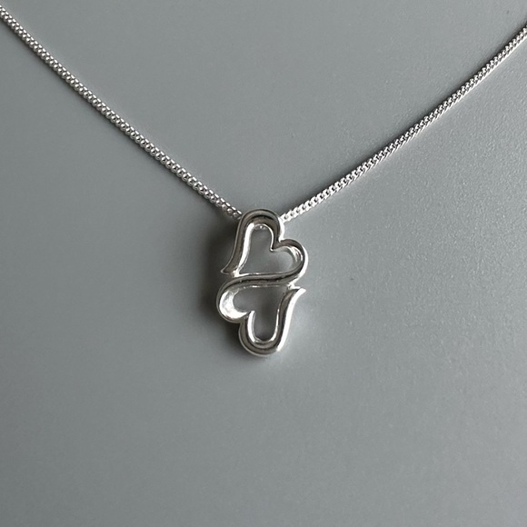 Sterling Silver Double Heart Necklace - Picture 9 of 12